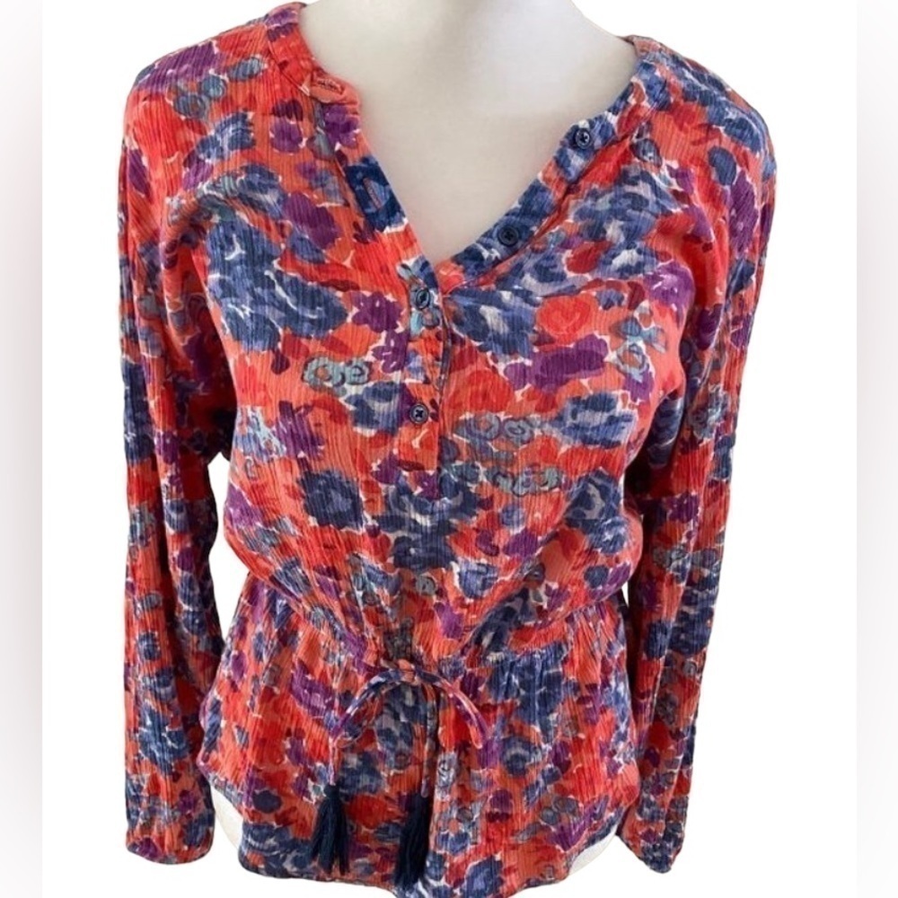 Falls Creek Floral Peplum Blouse Size L